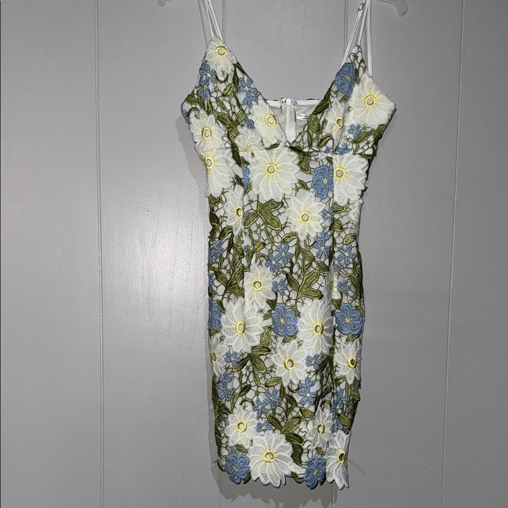 Elegant Floral Embroidered Mini Dress